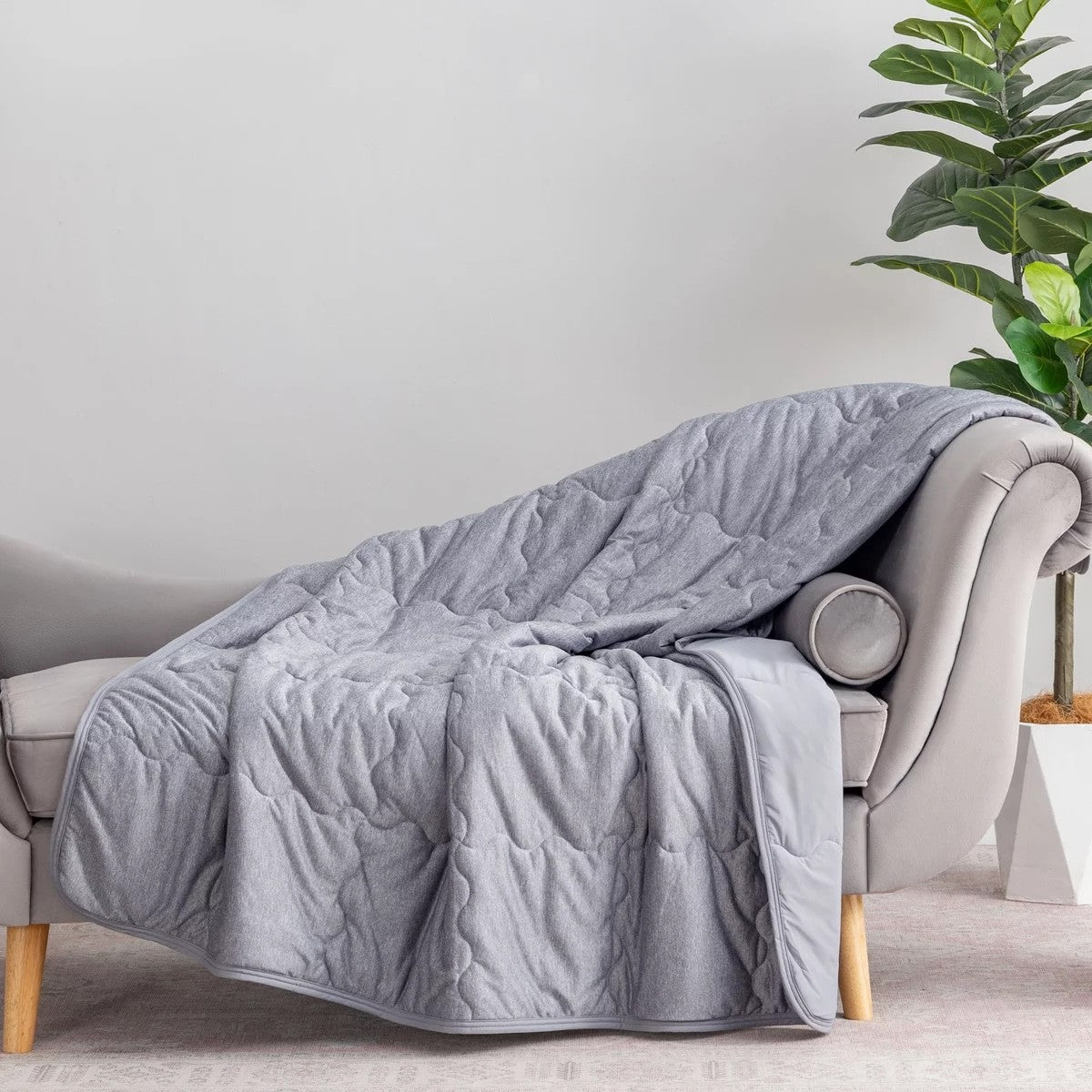 クーリング 大判ひざ掛け 152cm x 177cm BERKSHIRE BLANKET&HOME カラー ヘザーグレー