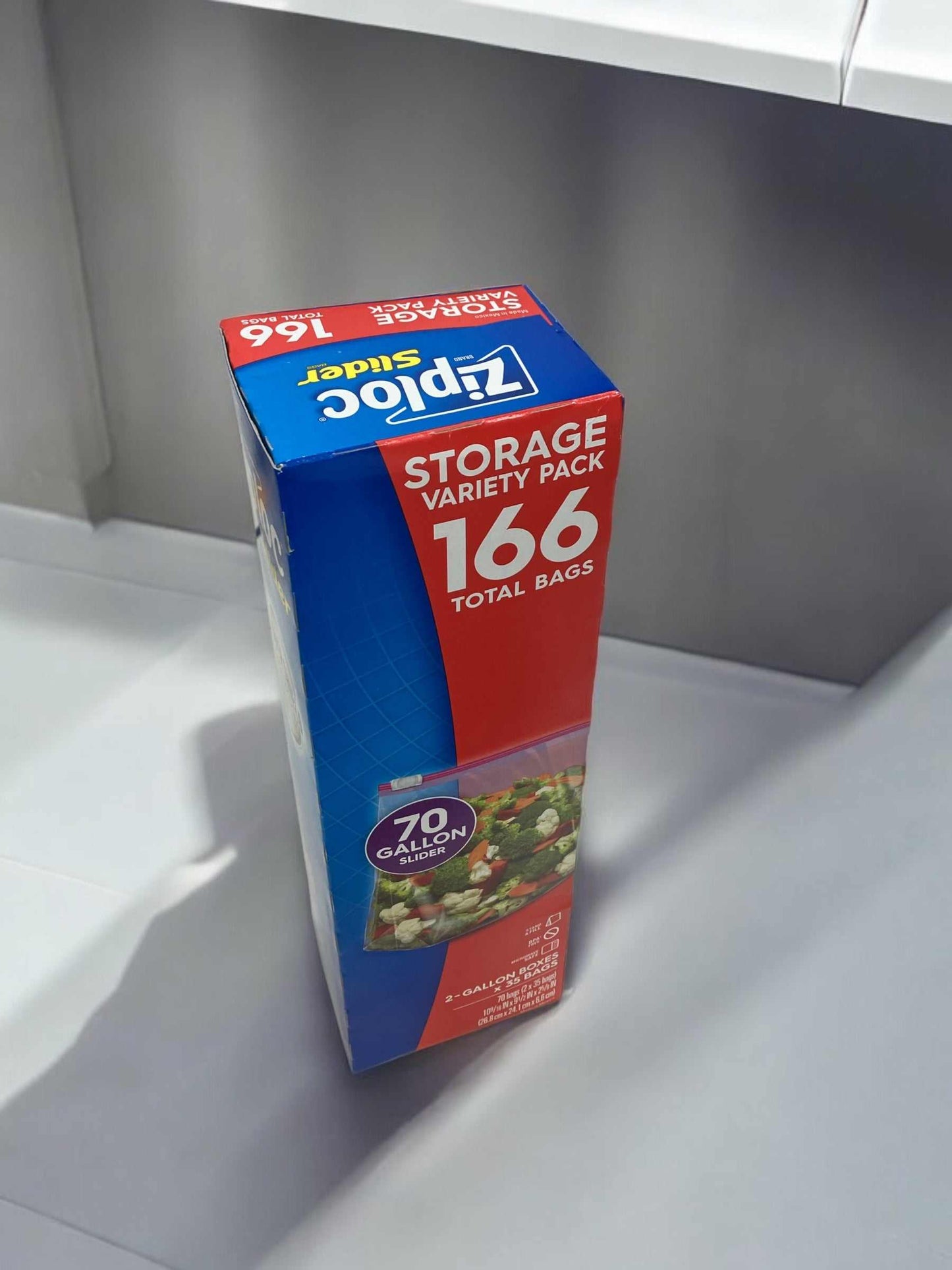 Ziploc gallon storage slider bags variety pack with 166 total bags and durable airtight design for food freshness