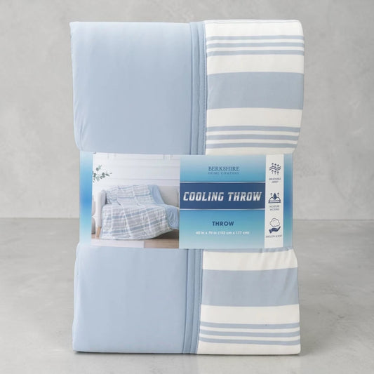 クーリング 大判ひざ掛け 152cm x 177cm  BERKSHIRE BLANKET＆HOME  カラー  ストライプブルー
