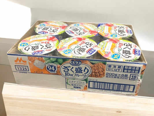 Morinaga Bifidus fruit yogurt 200g six-pack with probiotic and mixed fruits.