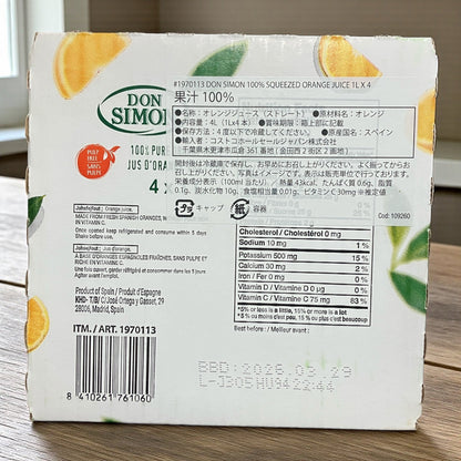 DON SIMON ドンシモン 100% オレンジジュース 1L x 4本 スペイン産