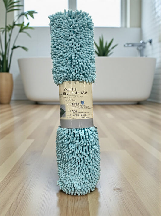 シェニール 吸水マイクロファイバー バスマット 60cm x 90cm  カラー ターコイズ
