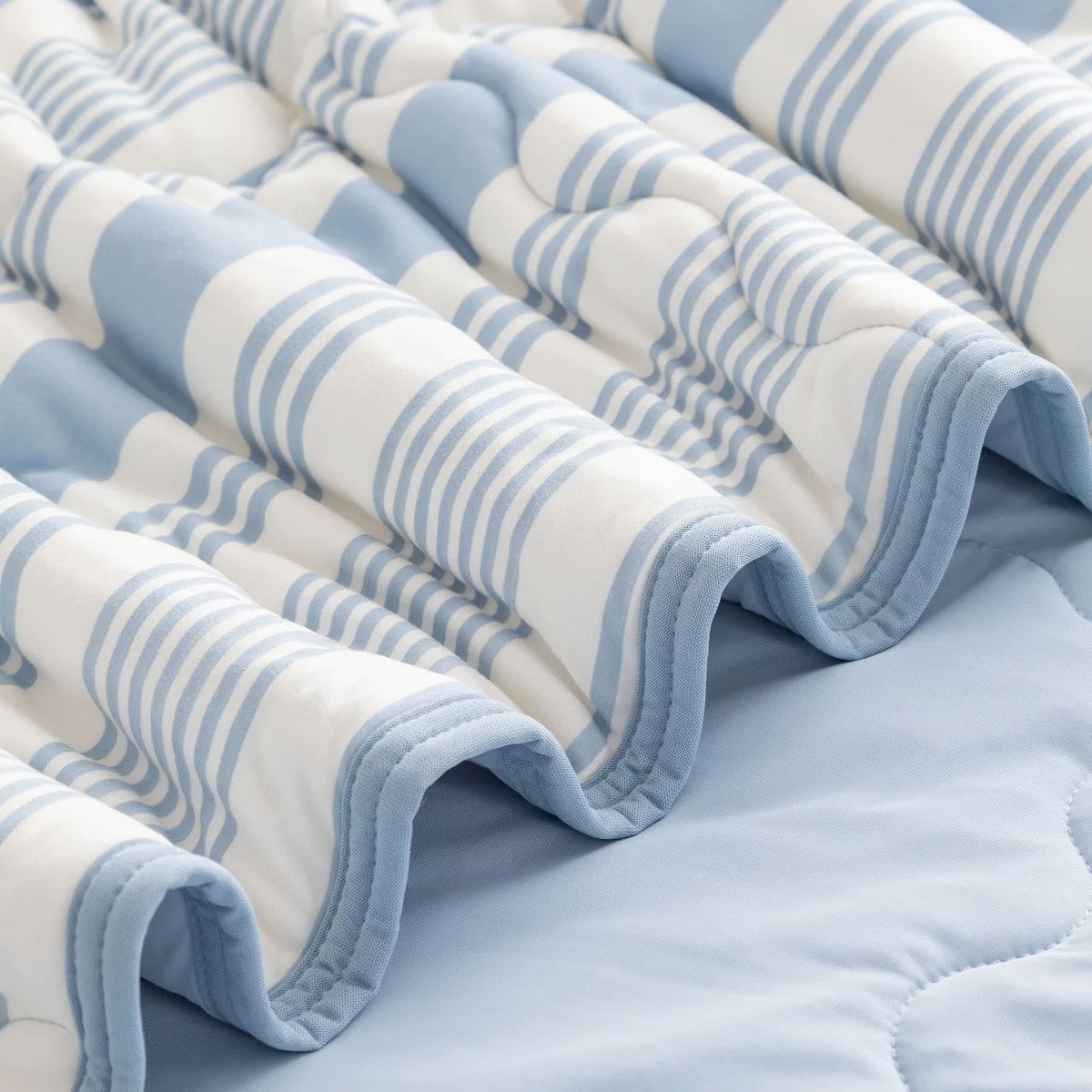 クーリング 大判ひざ掛け 152cm x 177cm  BERKSHIRE BLANKET＆HOME  カラー  ストライプブルー
