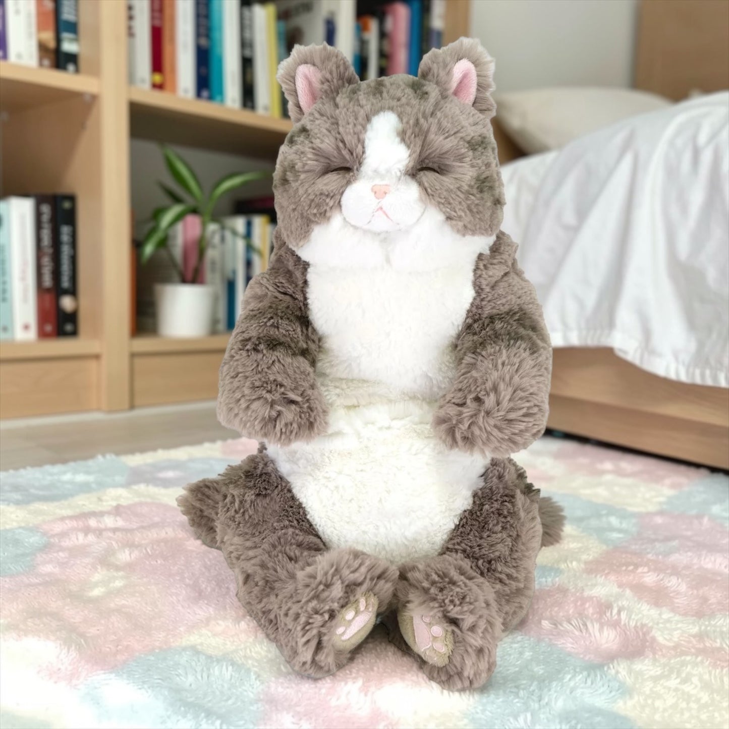 サンレモン ひざねこすやすや L サイズ  ぬいぐるみ  ねこ 猫    カラー  グレー