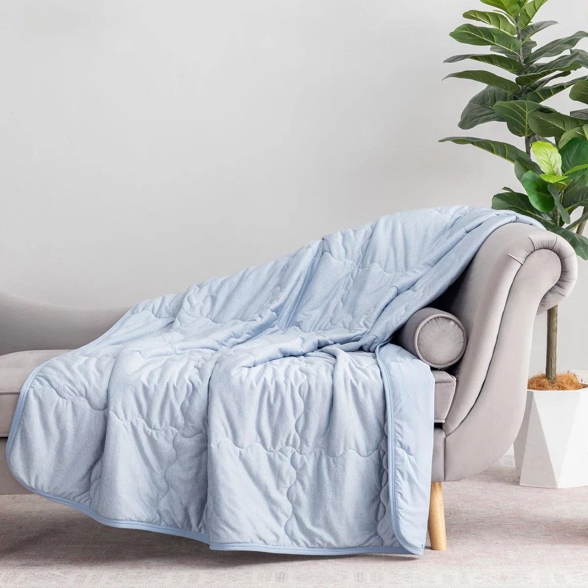 クーリング 大判ひざ掛け 152cm x 177cm  BERKSHIRE BLANKET＆HOME  カラー  ヘザーブルー