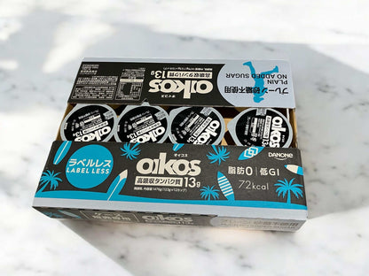 オイコス無糖プレーンヨーグルト12個セット高タンパク質ラベルレスパッケージ