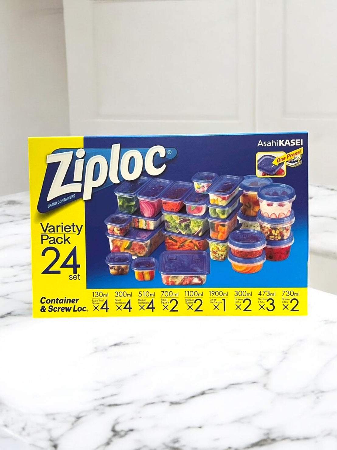 ジップロックコンテナーアソートセット24組で、様々なサイズの容器が揃った便利なセット。