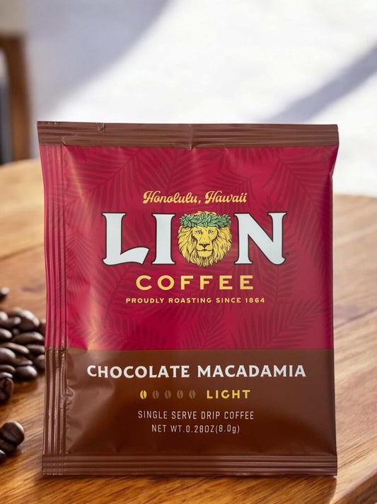 LION COFFEE Chocolate Macadamia drip bag, Japanese favorite, rich chocolate and macadamia flavor, 8g.