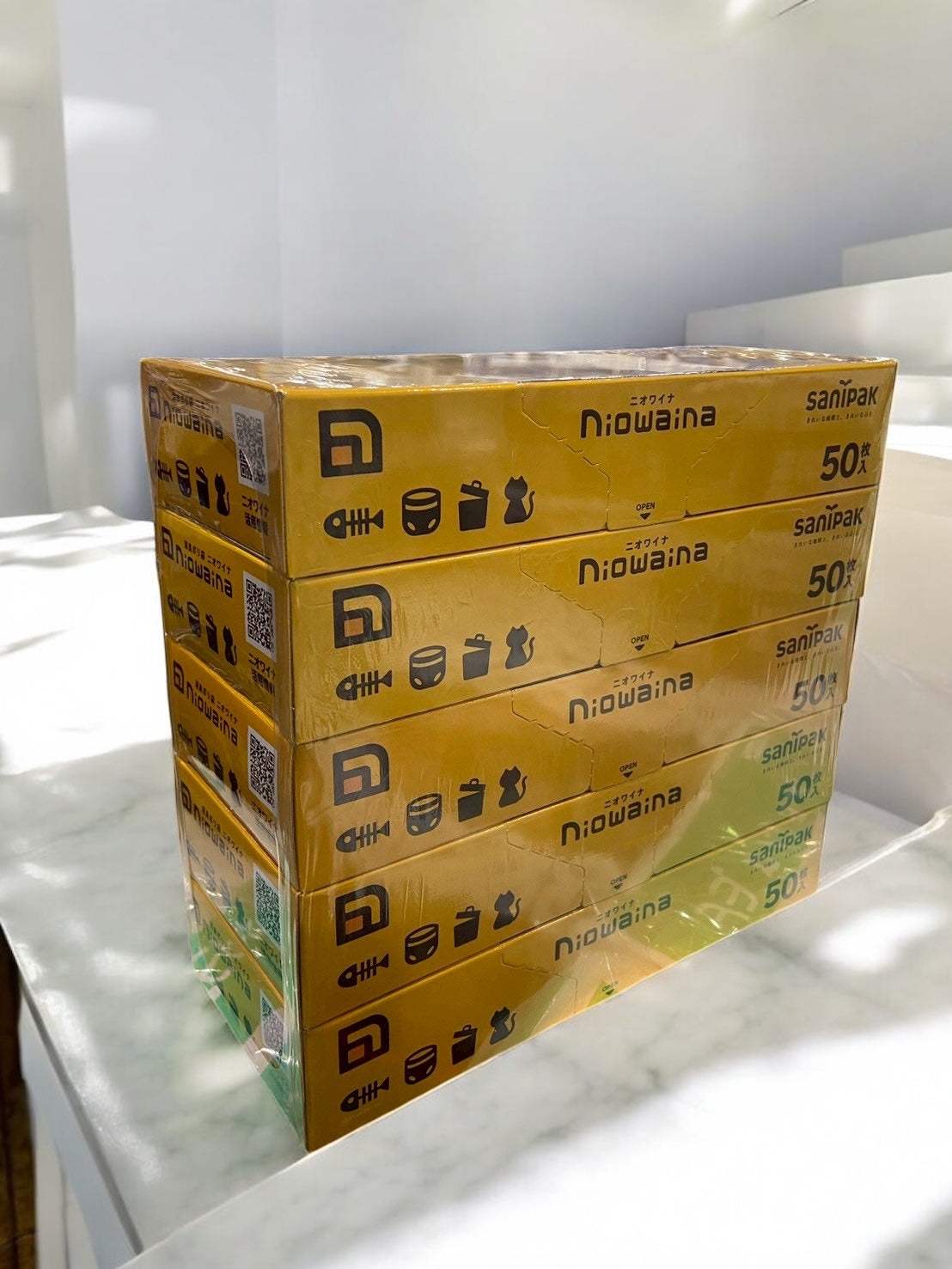 ニオワイナ消臭ポリ袋 大50枚×5パック GARBAGE BAG ODOR CONTROL 50CTX5BX 白半透明