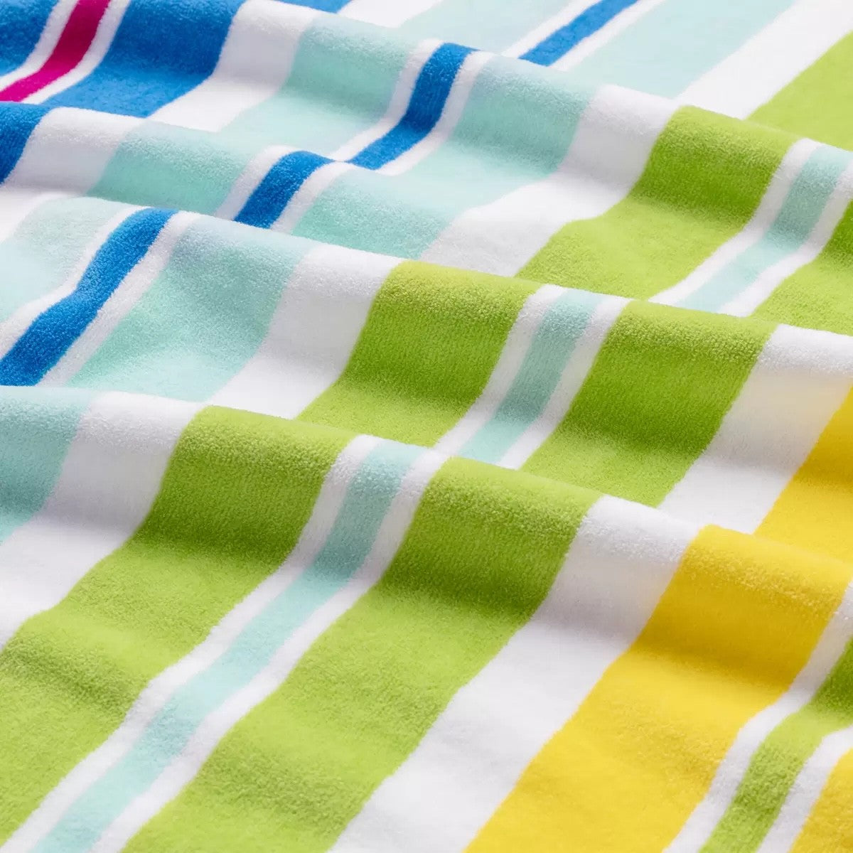 大判ビーチタオル 101cm x 182cm  WELSPUN  カラー ストライプ ブルーピンク