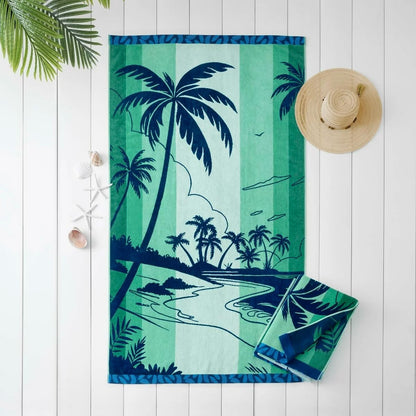 大判ビーチタオル 101cm x 182cm  WELSPUN  カラー  バケーションシーン