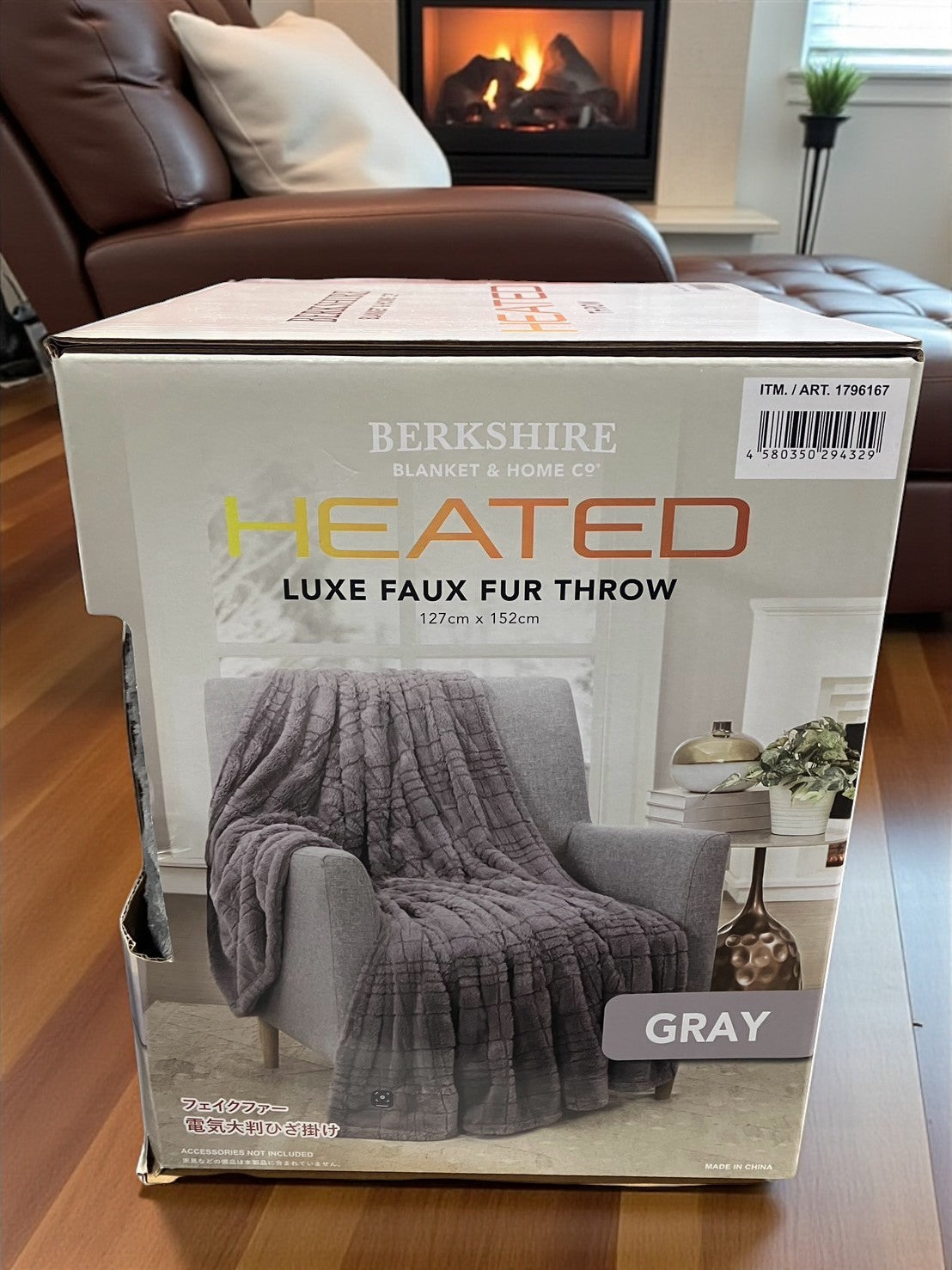 電気大判ひざ掛け 127cm x 152cm BERKSHIRE BLANKET カラー グレー