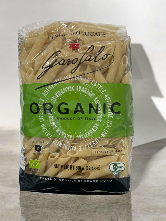 Garofalo organic penne rigate short pasta 500g made from 100% organic durum wheat semolina from Italy