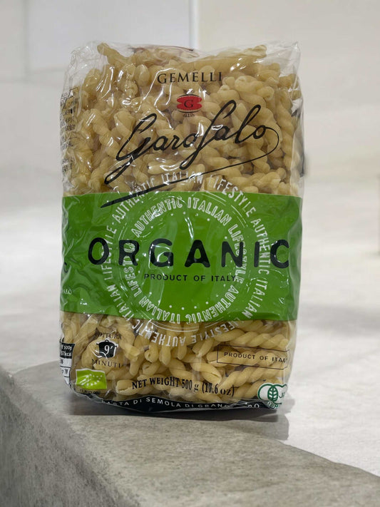 Garofalo organic gemelli short pasta made from 100% organic durum wheat semolina, 500g package from Italy