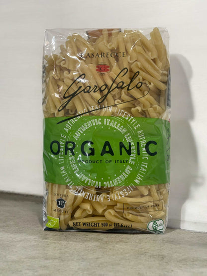 Organic Garofalo Casarecce short pasta made from 100% organic durum wheat semolina, 500g pack