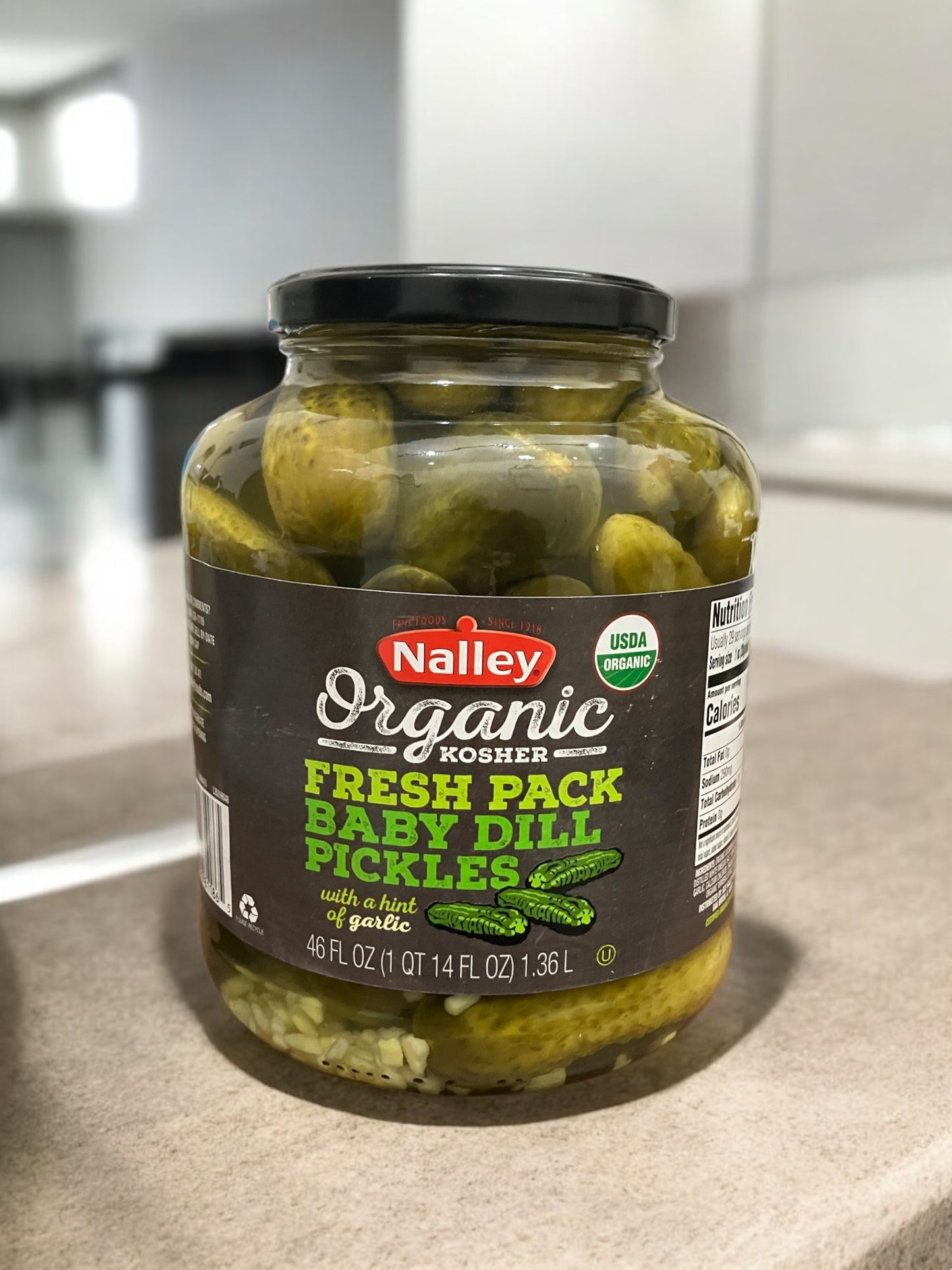 ナリー　ベビーディル オーガニック ピクルス　 キュウリ 酢漬け  瓶詰  BABY DILL PICKLES  1.36kg   / NALLEY