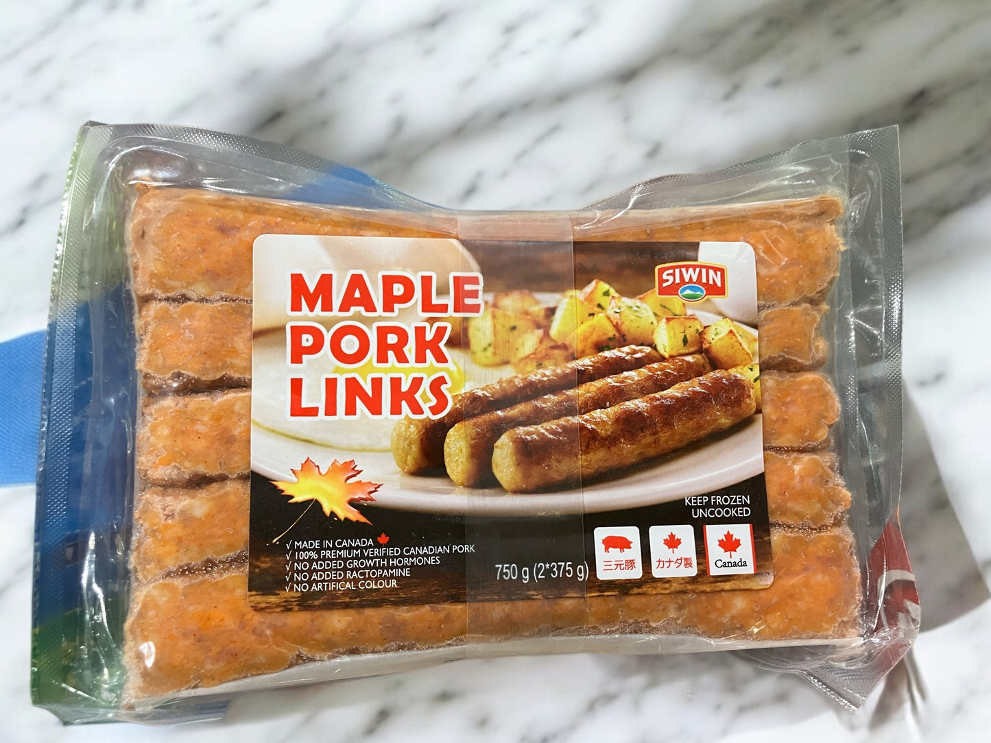 【冷凍商品】メープルポークリンクス   MAPLE PORK LINKS  375g×2セット　/ SIWIN  カナダ産