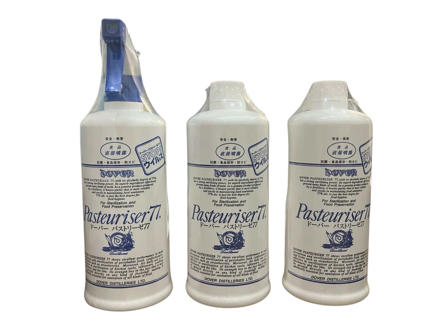 ドーバー パストリーゼ 77 　本体1本 ＋ 付け替え用2本  計3本セット   各500ml×3  【お得】　食品用 除菌アルコール　セット販売