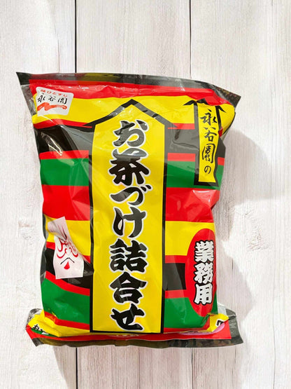 Nagatani-en Ochazuke Assortment 50-pack with Ume, Nori, and Salmon flavors for convenient Japanese rice seasoning.