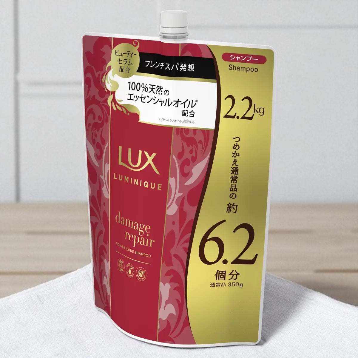 LUX Luminique damage repair shampoo 2.2kg refill pack with natural essential oils and moisturizing formula