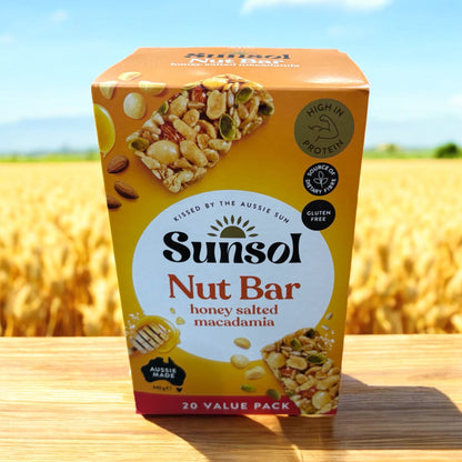 サンソール ナッツバー 20袋入り 高たんぱく グルテンフリーのマカダミアナッツバー