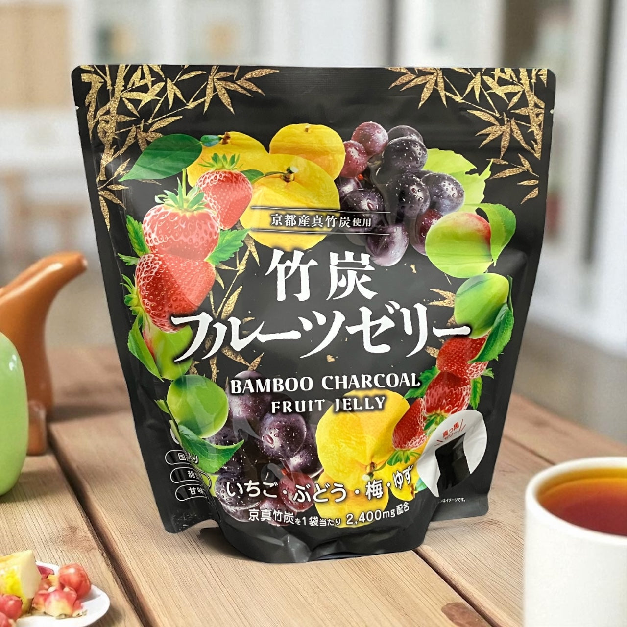竹炭フルーツゼリー   60包入り  4種類  京都産真竹炭使用