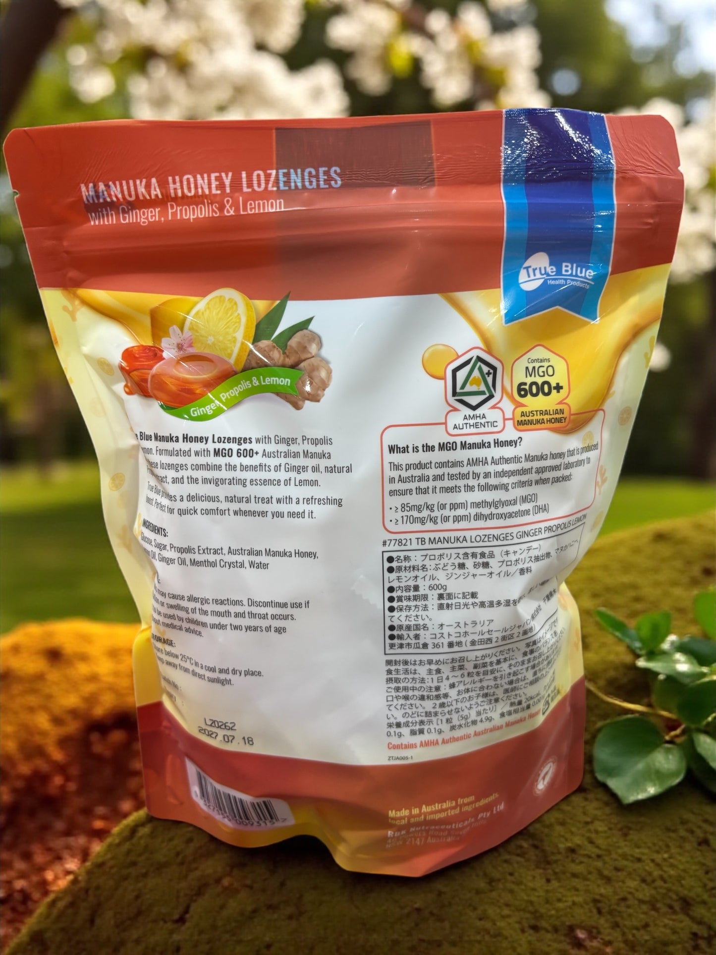 マヌカハニー 飴 プロポリス 600g×1袋 のど飴 生姜 レモン はちみつ True Blue オーストラリア産