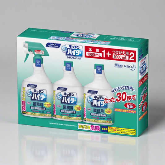 キッチン泡ハイター   本体 1本 + 付け替え用 2本　計3本セット  1000ml×3 【お得】 花王  KAO キッチンハイター 泡