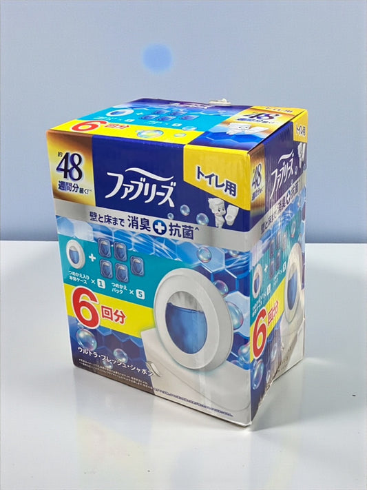 ファブリーズ 消臭芳香剤 トイレ用 壁と床まで消臭＋抗菌 ウルトラフレッシュ シャボンの香り 詰め替え入り本体ケース1個6.3ml＋詰め替えパック5個 6.3mL 計6回分