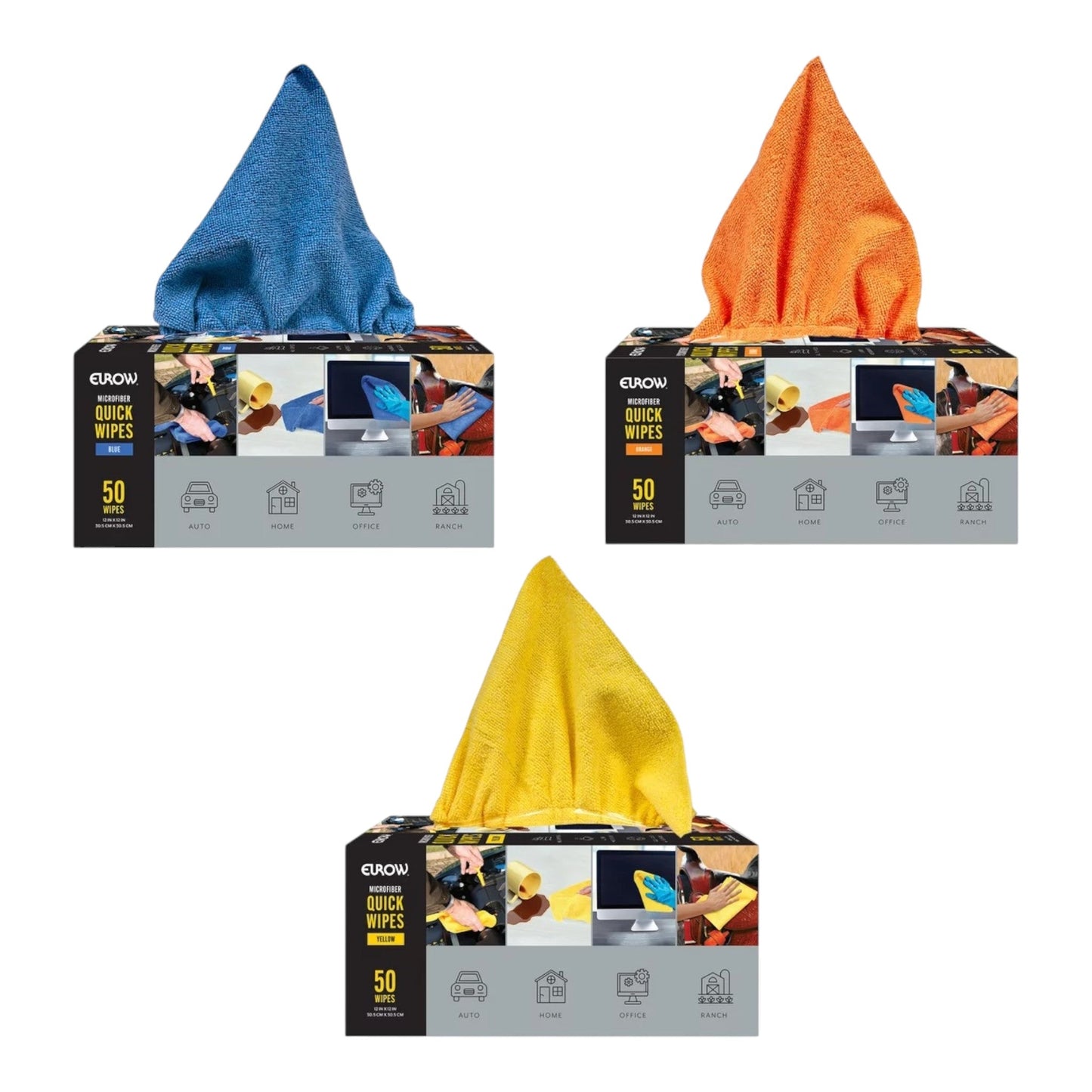 EUROW マイクロワイプ 50枚入り 使い捨てタオル カラー イエロー