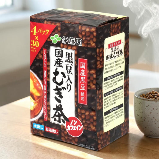 伊藤園 黒豆入り 国産 麦茶 30袋 x 4  ティーバッグ  ノンカフェイン