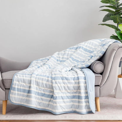 クーリング 大判ひざ掛け 152cm x 177cm  BERKSHIRE BLANKET＆HOME  カラー  ストライプブルー